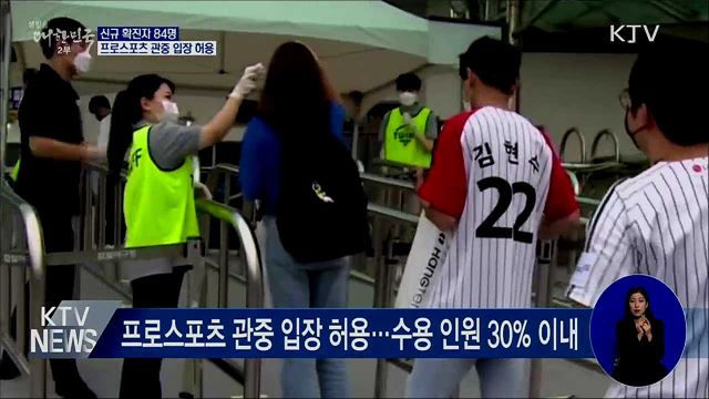 신규 확진 84명···프로스포츠 관중 입장 허용
