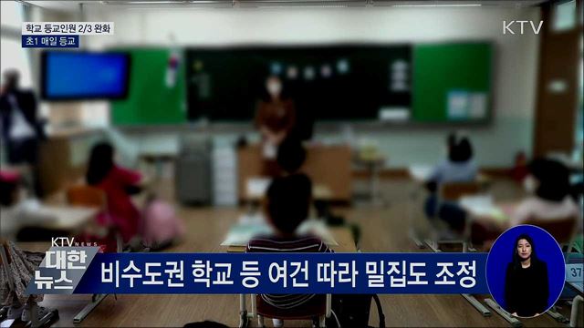 오늘부터 학교 등교인원 2/3 완화···초1 매일 등교