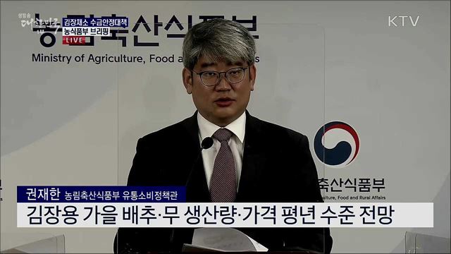 김장채소 수급안정대책 농식품부 브리핑