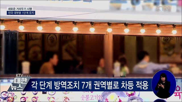 새로운 거리두기 시행···전국 대부분 1단계 유지