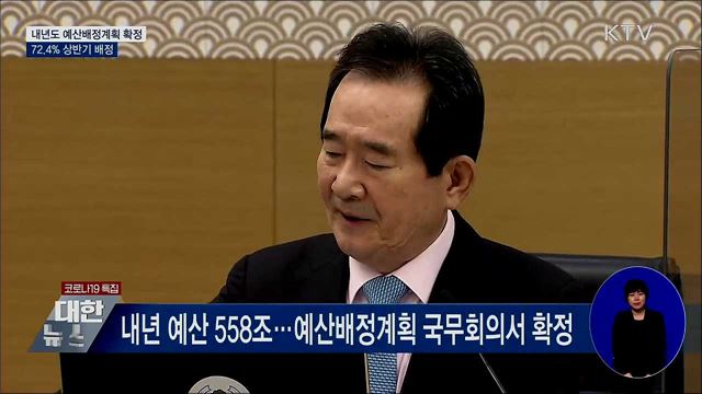 내년도 예산배정계획 확정···72.4% 상반기 배정