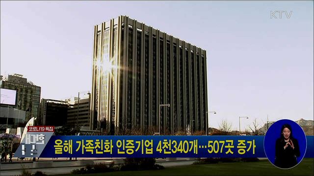 올해 가족친화 인증기업 4천340개···507곳 증가