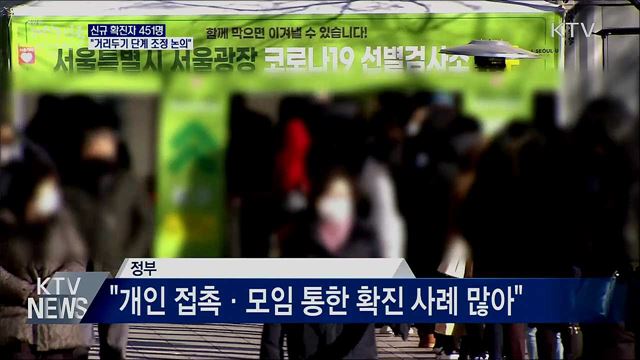 신규 확진 451명···"거리두기 단계 조정 논의"