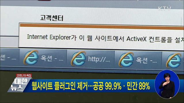 웹사이트 플러그인 제거···공공 99.9&#37;·민간 89&#37;