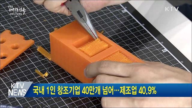국내 1인 창조기업 40만개 넘어···제조업 40.9&#37;
