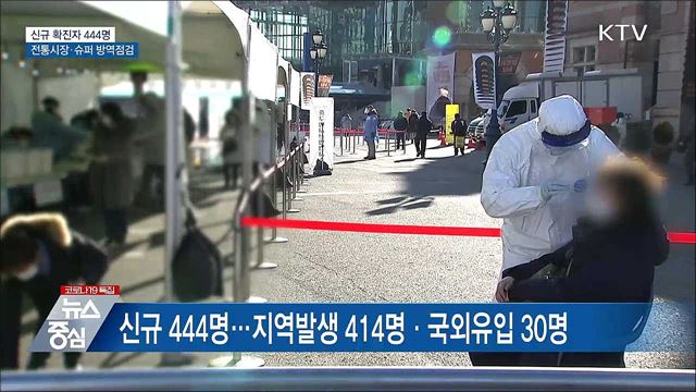 신규확진 444명···전통시장·슈퍼 방역점검