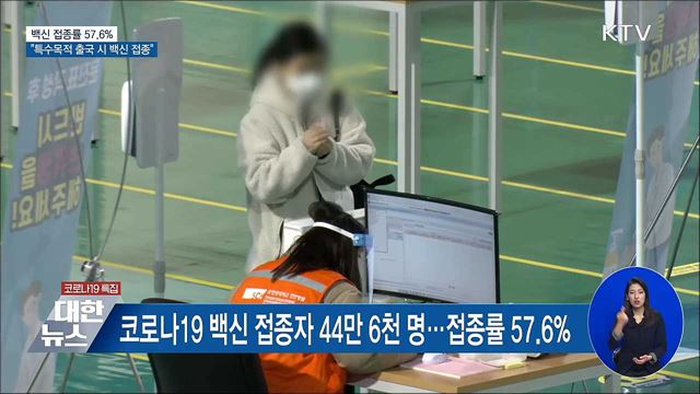 접종률 57.6&#37;···&#34;특수목적 출국 시 백신 접종&#34;