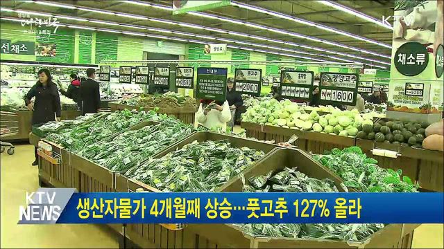 생산자물가 4개월째 상승···풋고추 127&#37; 올라