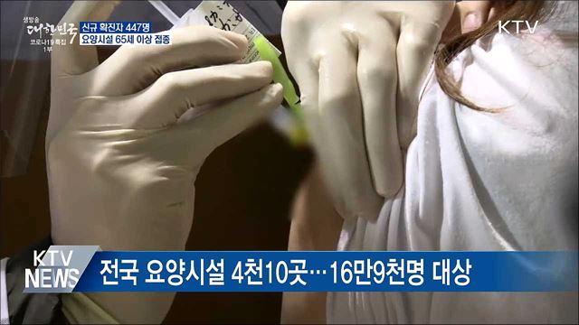 신규확진 447명···요양시설 65세 이상 백신 접종