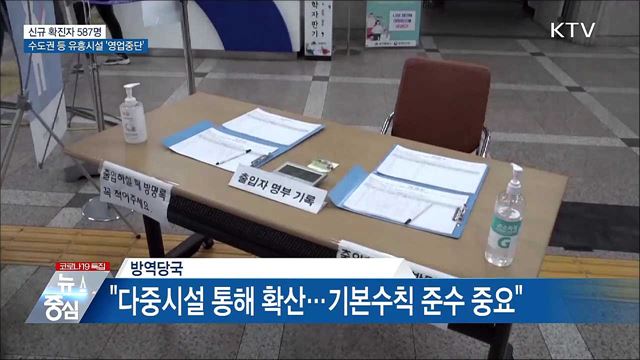 신규 587명···수도권·부산 유흥시설 &#39;영업중단&#39;