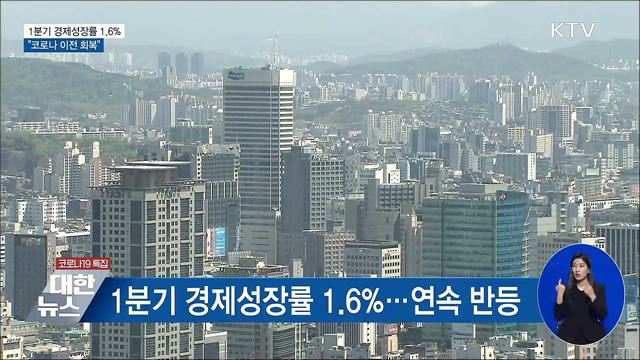 1분기 경제성장률 1.6&#37;···&#34;코로나 이전 회복&#34;