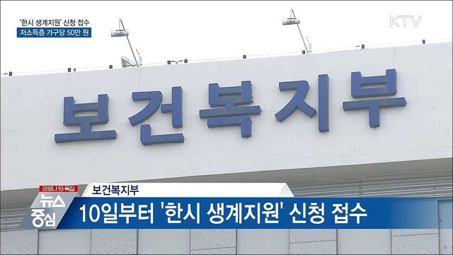 &#39;한시 생계지원&#39; 신청 접수···저소득층 가구당 50만 원