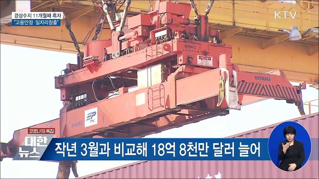 경상수지 11개월째 흑자···&#34;일자리창출 총력&#34;