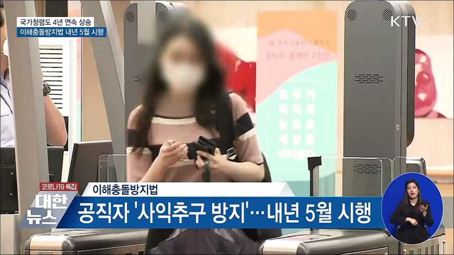 국가청렴도 4년 연속 상승···이해충돌방지법 시행