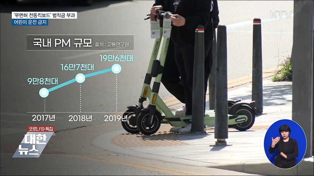 &#39;무면허 전동킥보드&#39; 범칙금 부과···어린이 운전 금지