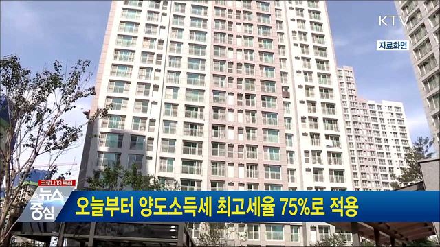 오늘부터 양도소득세 최고세율 75&#37;로 적용