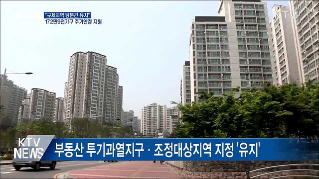&#34;규제지역 유지&#34;···172만9천가구 주거안정 지원