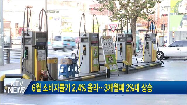 6월 소비자물가 2.4&#37; 올라···3개월째 2&#37;대 상승