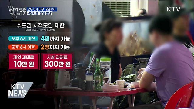 오후 6시 이후 &#39;2명까지&#39;···유흥시설 운영중단