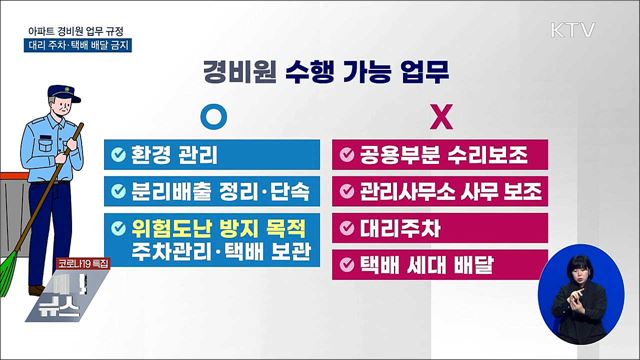 아파트 경비원 업무 범위 설정···대리주차 등 금지