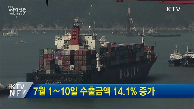 7월 1∼10일 수출금액 14.1&#37; 증가