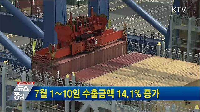 7월 1∼10일 수출금액 14.1&#37; 증가