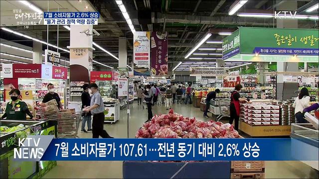 7월 소비자물가 2.6&#37;↑···&#34;물가 관리 총력&#34;