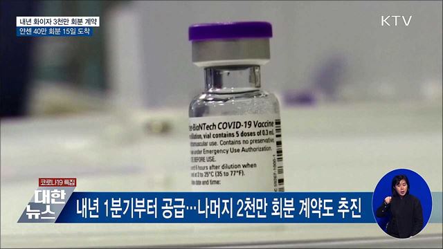 내년 화이자 백신 &#39;3천만 회분+α&#39; 확보