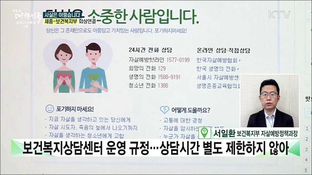 자살예방 상담전화 &#39;콜수&#39; 늘리려고 시간 제한? [사실은 이렇습니다]