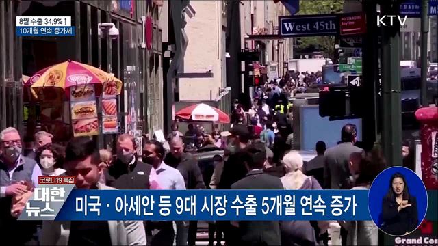 8월 수출 532억 달러로 34.9&#37;↑···10개월 연속 증가