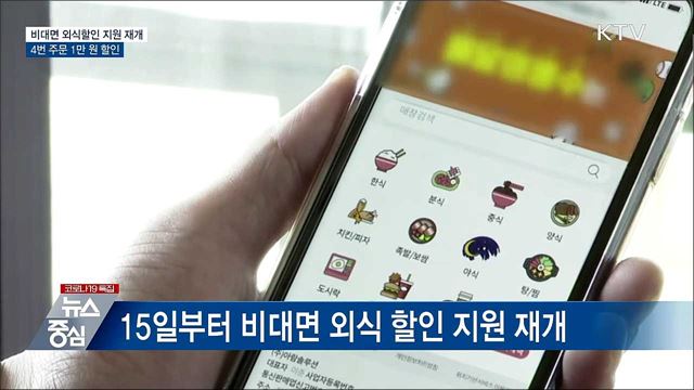 15일부터 &#39;비대면 외식 할인&#39; 지원 재개