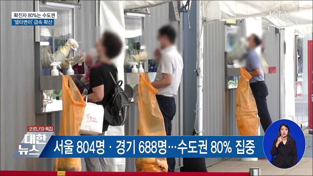 확진자 80&#37;는 수도권···&#39;델타변이&#39; 급속 확산
