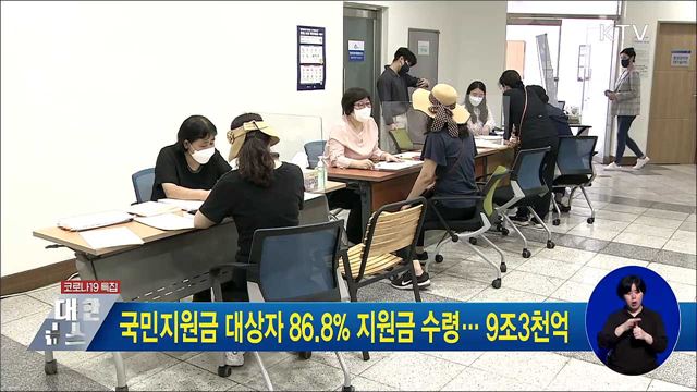 국민지원금 대상자 86.8&#37; 지원금 수령···9조3천억