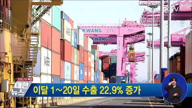 이달 1∼20일 수출 22.9&#37; 증가