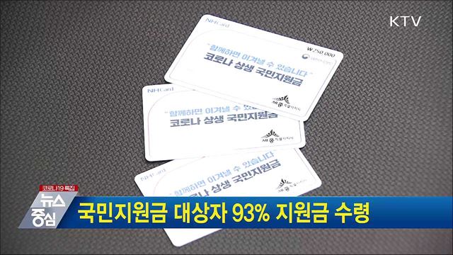 국민지원금 대상자 93&#37; 지원금 수령