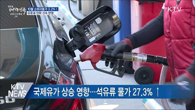 10월 소비자물가 3.2&#37;↑···유류세 인하 신속 반영