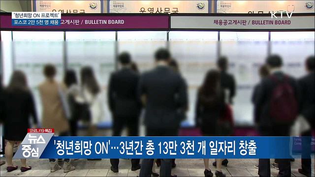 청년희망 ON 동참 &#39;포스코&#39;···3년간 2만 5천 명 채용