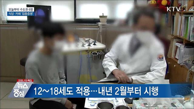 오늘부터 수도권 최대 6명···식당·카페 &#39;접종증명&#39;