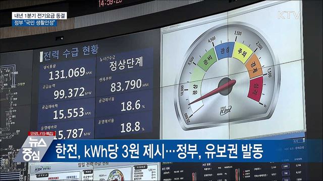 내년 1분기 전기요금 동결···&#34;국민 생활안정&#34;