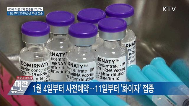 3차 접종률 74.7&#37;···내년부터 2010년생 백신 접종