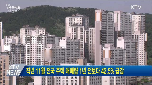 작년 11월 전국 주택 매매량 1년 전보다 42.5&#37; 급감