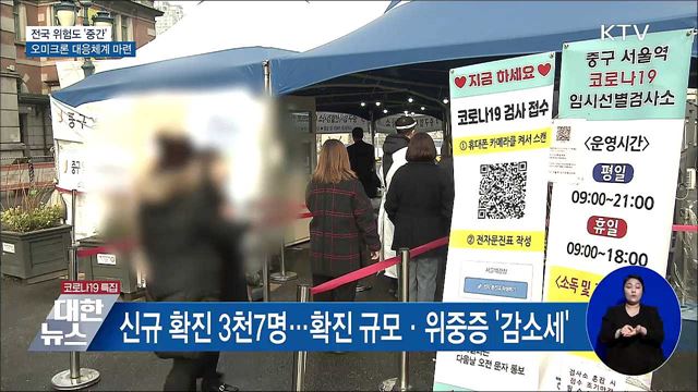 전국 위험도 &#39;중간&#39;···오미크론 대응체계 마련