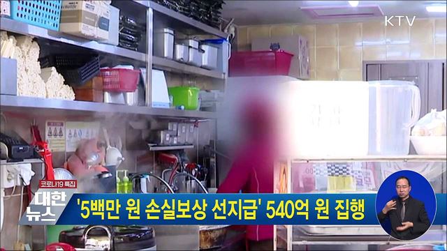 &#39;5백만 원 손실보상 선지급&#39; 540억 원 집행
