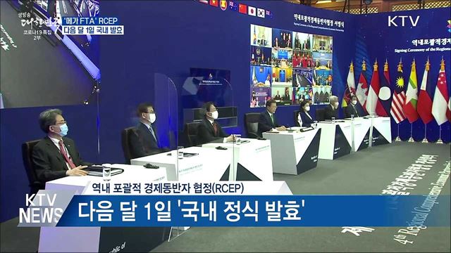 &#39;메가 FTA&#39; RCEP, 다음 달 1일 국내 발효