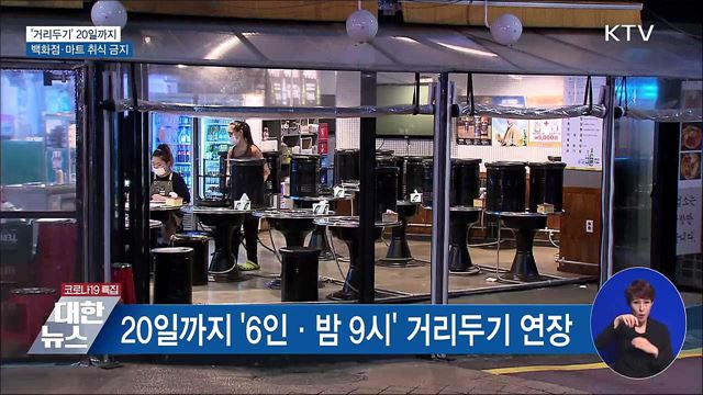 &#39;거리두기&#39; 20일까지···백화점·마트 취식 금지