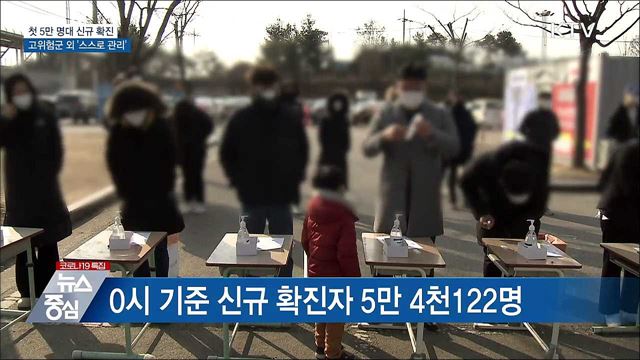첫 5만 명대 확진···고위험군 외 &#39;스스로 관리’
