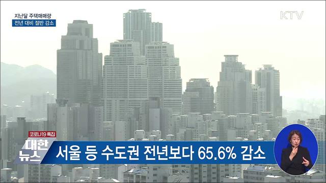 지난달 주택매매량 전년 대비 절반 감소