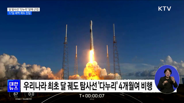 달 탐사선 &#39;다누리&#39; 달에 근접···17일 새벽 궤도 진입