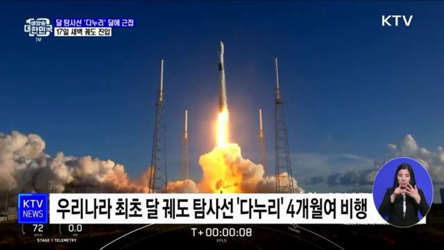달 탐사선 &#39;다누리&#39; 달에 근접···17일 새벽 궤도 진입