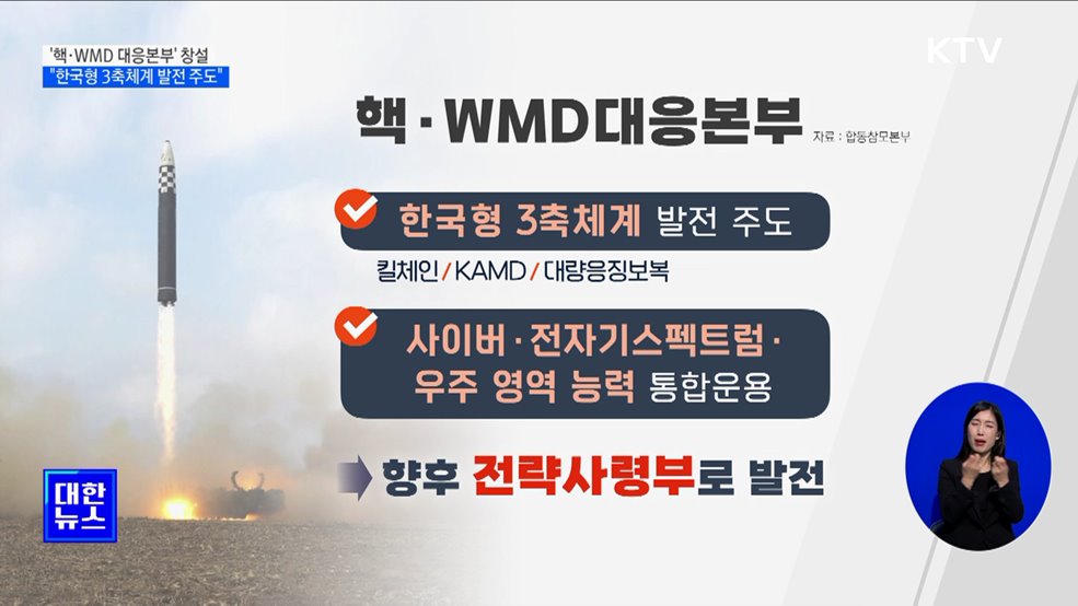 &#39;핵·WMD 대응본부&#39; 창설···&#34;한국형 3축체계 발전 주도&#34;